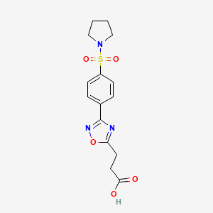 molecular formula C15H17N3O5S B7875718 3-{3-[4-(Pyrrolidin-1-ylsulfonyl)phenyl]-1,2,4-oxadiazol-5-yl}propanoic acid 