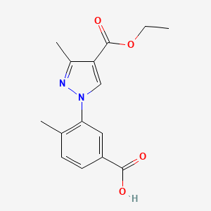 molecular formula C15H16N2O4 B7875767 3-[4-(ethoxycarbonyl)-3-methyl-1H-pyrazol-1-yl]-4-methylbenzoic acid 