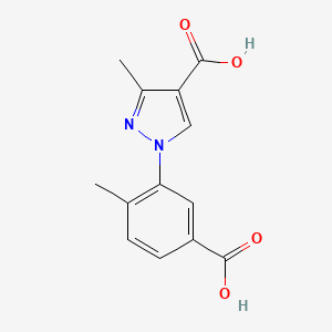 molecular formula C13H12N2O4 B7875796 1-(5-carboxy-2-methylphenyl)-3-methyl-1H-pyrazole-4-carboxylic acid 