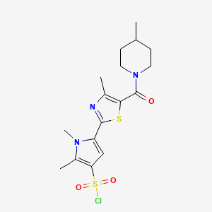 1,2-dimethyl-5-{4-methyl-5-[(4-methylpiperidin-1-yl)carbonyl]-1,3-thiazol-2-yl}-1H-pyrrole-3-sulfonyl chloride