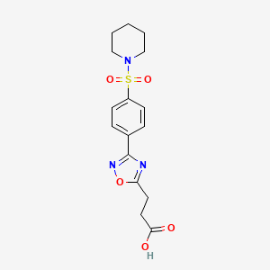 molecular formula C16H19N3O5S B7875814 3-{3-[4-(Piperidin-1-ylsulfonyl)phenyl]-1,2,4-oxadiazol-5-yl}propanoic acid 