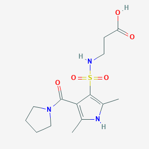 molecular formula C14H21N3O5S B7875833 3-({[2,5-dimethyl-4-(pyrrolidin-1-ylcarbonyl)-1H-pyrrol-3-yl]sulfonyl}amino)propanoic acid 