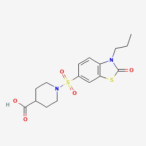 molecular formula C16H20N2O5S2 B7875849 1-[(2-Oxo-3-propyl-2,3-dihydro-1,3-benzothiazol-6-yl)sulfonyl]piperidine-4-carboxylic acid 