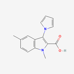 molecular formula C15H14N2O2 B7875948 1,5-dimethyl-3-(1H-pyrrol-1-yl)-1H-indole-2-carboxylic acid 