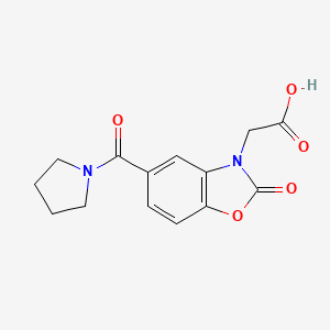 molecular formula C14H14N2O5 B7875970 [2-oxo-5-(pyrrolidin-1-ylcarbonyl)-1,3-benzoxazol-3(2H)-yl]acetic acid 