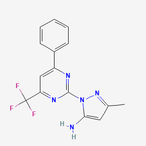 molecular formula C15H12F3N5 B7876003 3-methyl-1-[4-phenyl-6-(trifluoromethyl)pyrimidin-2-yl]-1H-pyrazol-5-amine 