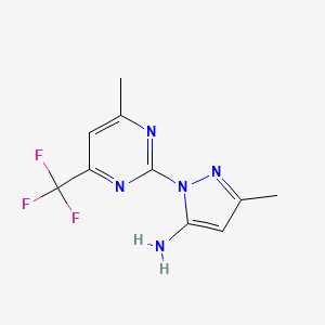 molecular formula C10H10F3N5 B7876008 3-methyl-1-[4-methyl-6-(trifluoromethyl)pyrimidin-2-yl]-1H-pyrazol-5-amine 