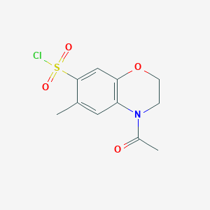 molecular formula C11H12ClNO4S B7876150 4-acetyl-6-methyl-3,4-dihydro-2H-1,4-benzoxazine-7-sulfonyl chloride 