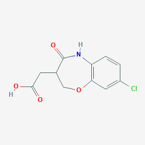 molecular formula C11H10ClNO4 B7876230 2-(8-Chloro-4-oxo-2,3,4,5-tetrahydro-1,5-benzoxazepin-3-yl)acetic acid 