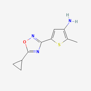 molecular formula C10H11N3OS B7876303 5-(5-Cyclopropyl-1,2,4-oxadiazol-3-yl)-2-methylthien-3-ylamine 