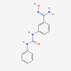 molecular formula C14H14N4O2 B7876338 3-[(anilinocarbonyl)amino]-N'-hydroxybenzenecarboximidamide 