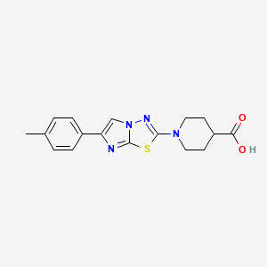 molecular formula C17H18N4O2S B7876454 1-[6-(4-Methylphenyl)imidazo[2,1-b][1,3,4]thiadiazol-2-yl]piperidine-4-carboxylic acid 