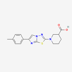 molecular formula C17H18N4O2S B7876456 1-[6-(4-Methylphenyl)imidazo[2,1-b][1,3,4]thiadiazol-2-yl]piperidine-3-carboxylic acid 