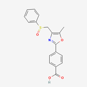 molecular formula C18H15NO4S B7876465 4-{5-Methyl-4-[(phenylsulfinyl)methyl]-1,3-oxazol-2-yl}benzoic acid 