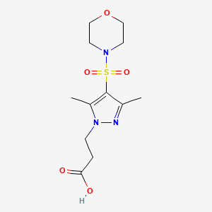 molecular formula C12H19N3O5S B7876802 3-(3,5-Dimethyl-4-morpholin-4-ylsulfonylpyrazol-1-yl)propanoic acid 
