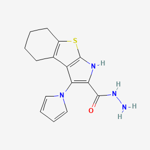 molecular formula C15H16N4OS B7876853 3-(1H-pyrrol-1-yl)-4,5,6,7-tetrahydro-1H-[1]benzothieno[2,3-b]pyrrole-2-carbohydrazide 