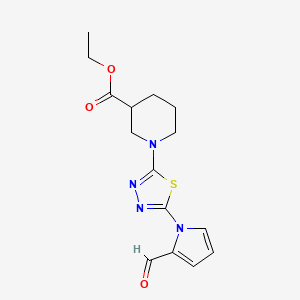 molecular formula C15H18N4O3S B7876858 ethyl 1-[5-(2-formyl-1H-pyrrol-1-yl)-1,3,4-thiadiazol-2-yl]piperidine-3-carboxylate 