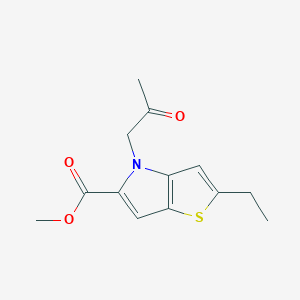 molecular formula C13H15NO3S B7876862 2-乙基-4-(2-氧代丙基)-4H-噻吩并[3,2-b]吡咯-5-甲酸甲酯 