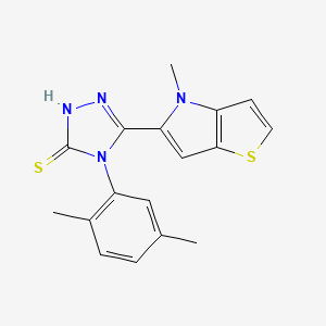 molecular formula C17H16N4S2 B7876864 4-(2,5-二甲苯基)-5-(4-甲基-4H-噻吩并[3,2-b]吡咯-5-基)-4H-1,2,4-三唑-3-硫醇 