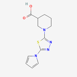 molecular formula C12H14N4O2S B7876866 1-[5-(1H-pyrrol-1-yl)-1,3,4-thiadiazol-2-yl]-3-piperidinecarboxylic acid 