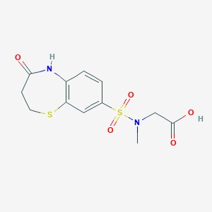 molecular formula C12H14N2O5S2 B7876921 N-methyl-N-[(4-oxo-2,3,4,5-tetrahydro-1,5-benzothiazepin-8-yl)sulfonyl]glycine 