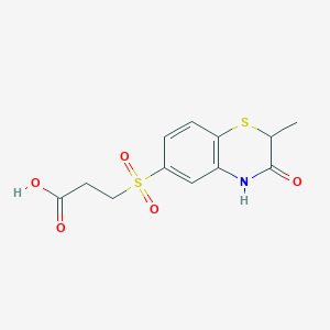 molecular formula C12H13NO5S2 B7876928 3-[(2-methyl-3-oxo-3,4-dihydro-2H-1,4-benzothiazin-6-yl)sulfonyl]propanoic acid 