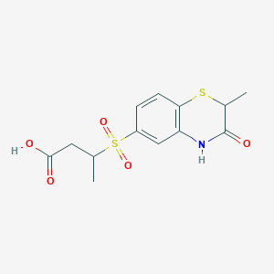 molecular formula C13H15NO5S2 B7876973 3-[(2-methyl-3-oxo-3,4-dihydro-2H-1,4-benzothiazin-6-yl)sulfonyl]butanoic acid 