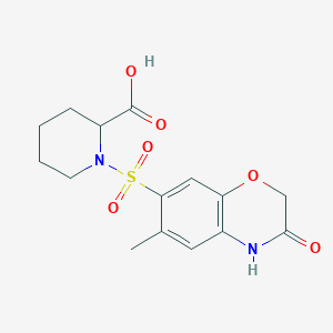 molecular formula C15H18N2O6S B7876985 1-[(6-methyl-3-oxo-3,4-dihydro-2H-1,4-benzoxazin-7-yl)sulfonyl]piperidine-2-carboxylic acid 