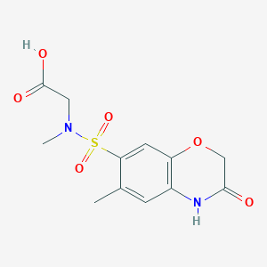 molecular formula C12H14N2O6S B7876986 N-methyl-N-[(6-methyl-3-oxo-3,4-dihydro-2H-1,4-benzoxazin-7-yl)sulfonyl]glycine 