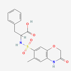 molecular formula C18H18N2O6S B7876989 N-[(6-methyl-3-oxo-3,4-dihydro-2H-1,4-benzoxazin-7-yl)sulfonyl]phenylalanine 