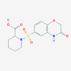 molecular formula C14H16N2O6S B7877028 1-[(3-oxo-3,4-dihydro-2H-1,4-benzoxazin-6-yl)sulfonyl]piperidine-2-carboxylic acid 