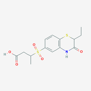molecular formula C14H17NO5S2 B7877041 3-[(2-ethyl-3-oxo-3,4-dihydro-2H-1,4-benzothiazin-6-yl)sulfonyl]butanoic acid 