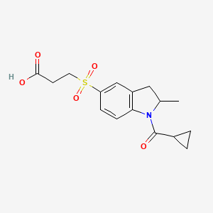molecular formula C16H19NO5S B7877046 3-{[1-(cyclopropylcarbonyl)-2-methyl-2,3-dihydro-1H-indol-5-yl]sulfonyl}propanoic acid 