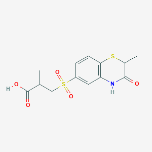 molecular formula C13H15NO5S2 B7877053 2-methyl-3-[(2-methyl-3-oxo-3,4-dihydro-2H-1,4-benzothiazin-6-yl)sulfonyl]propanoic acid 