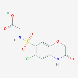 molecular formula C10H9ClN2O6S B7877076 N-[(6-chloro-3-oxo-3,4-dihydro-2H-1,4-benzoxazin-7-yl)sulfonyl]glycine 