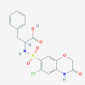molecular formula C17H15ClN2O6S B7877087 N-[(6-chloro-3-oxo-3,4-dihydro-2H-1,4-benzoxazin-7-yl)sulfonyl]phenylalanine 