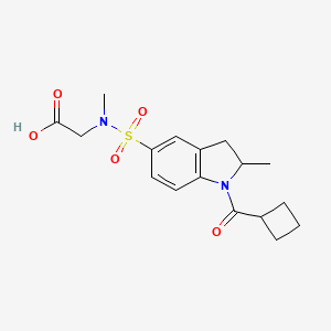molecular formula C17H22N2O5S B7877096 N-{[1-(cyclobutylcarbonyl)-2-methyl-2,3-dihydro-1H-indol-5-yl]sulfonyl}-N-methylglycine 