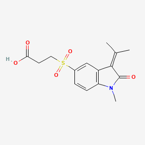 molecular formula C15H17NO5S B7877112 3-{[1-methyl-3-(1-methylethylidene)-2-oxo-2,3-dihydro-1H-indol-5-yl]sulfonyl}propanoic acid 