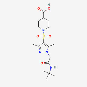 molecular formula C17H28N4O5S B7877117 1-({1-[2-(tert-butylamino)-2-oxoethyl]-3,5-dimethyl-1H-pyrazol-4-yl}sulfonyl)piperidine-4-carboxylic acid 