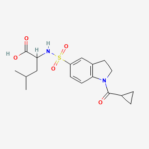 molecular formula C18H24N2O5S B7877125 2-({[1-(cyclopropylcarbonyl)-2,3-dihydro-1H-indol-5-yl]sulfonyl}amino)-4-methylpentanoic acid 