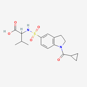 molecular formula C17H22N2O5S B7877133 2-({[1-(cyclopropylcarbonyl)-2,3-dihydro-1H-indol-5-yl]sulfonyl}amino)-3-methylbutanoic acid 
