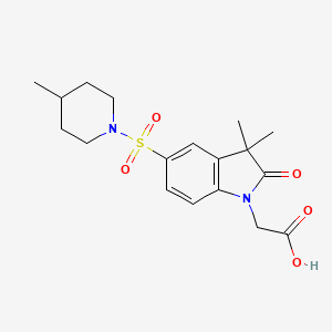 {3,3-dimethyl-5-[(4-methylpiperidin-1-yl)sulfonyl]-2-oxo-2,3-dihydro-1H-indol-1-yl}acetic acid