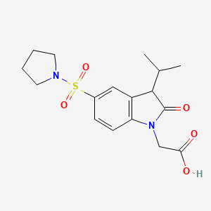 molecular formula C17H22N2O5S B7877144 [3-isopropyl-2-oxo-5-(pyrrolidin-1-ylsulfonyl)-2,3-dihydro-1H-indol-1-yl]acetic acid 