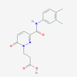 molecular formula C16H17N3O4 B7877152 3-[3-{[(3,4-dimethylphenyl)amino]carbonyl}-6-oxopyridazin-1(6H)-yl]propanoic acid 