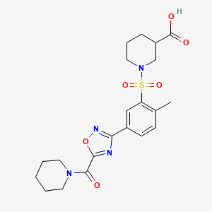 molecular formula C21H26N4O6S B7877164 1-({2-Methyl-5-[5-(piperidin-1-ylcarbonyl)-1,2,4-oxadiazol-3-yl]phenyl}sulfonyl)piperidine-3-carboxylic acid 