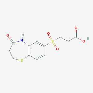 molecular formula C12H13NO5S2 B7877171 3-[(4-Oxo-2,3,4,5-tetrahydro-1,5-benzothiazepin-7-yl)sulfonyl]propanoic acid 