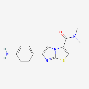 molecular formula C14H14N4OS B7877219 6-(4-aminophenyl)-N,N-dimethylimidazo[2,1-b][1,3]thiazole-3-carboxamide 