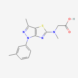 molecular formula C15H16N4O2S B7877236 N-methyl-N-[3-methyl-1-(3-methylphenyl)-1H-pyrazolo[3,4-d][1,3]thiazol-5-yl]glycine 