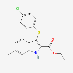 molecular formula C18H16ClNO2S B7877262 ethyl 3-[(4-chlorophenyl)thio]-6-methyl-1H-indole-2-carboxylate 