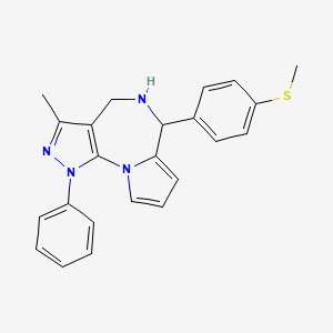 molecular formula C23H22N4S B7877278 3-Methyl-6-[4-(methylthio)phenyl]-1-phenyl-1,4,5,6-tetrahydropyrazolo[4,3-f]pyrrolo[1,2-a][1,4]diazepine 
